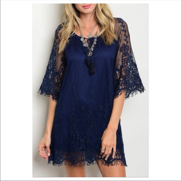 Dresses & Skirts - Navy lace tunic dress
